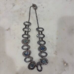 Sterling Silver Vintage Necklace with Stone Inlays